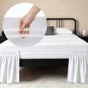 RIMELA White Bed Skirts with Split Corners Queen Size 12 Inch Drop,Elastic Bed Skirting Wrap Around, Easy Install Dust Ruffles Soft Fabric Machine Washable, Bedroom Decor