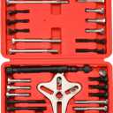 46PCS Harmonic Balancer Puller Set | Power Steering Pulley Puller Installer Tool Set, Flywheel Remover, Crankshaft Pulley Removal, Steering Wheel Pulling Set (Red)