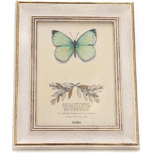 6x8 Inches Vintage Feel Rustic Picture Frame for Tabletop or Wall Hanging with Glass Front (6x8, White)