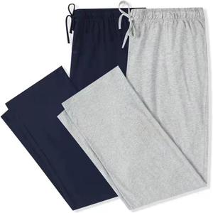 U2SKIIN 2 Pack Mens Pajama Pants Soft, Lightweight Lounge Pant with Pockets Sleep Pj Bottoms for Men (Large, Navy/Light Grey Mel)