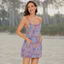 UURUN Mini Dress for Women, One Piece Sleeveless Adjustable Spaghetti Strap with 2 Pockets (M)