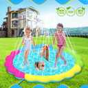 Raxurt Dog Splash Pad, 67in Anti-Slip Dog Pool Splash Pad for Dogs Kids 0.55mm Thickened Durable Bath Pool Pet Summer Outdoor Water Toys Backyard Fountain Play Mat, Colorful