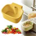 Sink Strainer Basket, Hanging Kitchen Sink Strainer Basket with Press Dumping & Self-Cleaning Design, Corner Sink Trash Catcher for Food Waste, Sink Protectors for Kitchen Sink (Yellow)