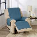Reversible Recliner Chair Cover - Washable Slipcover Furniture Protector with Elastic Straps - Furniture Cover for Dogs, Kids, and Pets - Quilted & Stitched Detail (Recliner, Smoke Blue / Ivory)