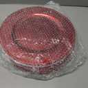 Okllen 12 Pack Plastic Round Charger Plates, 13" Red Beaded Charger Plates Decorative Dinner Chargers, Embossed Charger Serving Plates for Wedding, Catering Event, Tabletop Decor