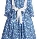 ReliBeauty Pioneer Girl Dress Colonial Prairie Costume (Blue), 150