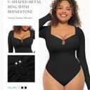 FeelinGirl Shapewear Bodysuit for Women Long Sleeve Tummy Control Body Suits Seamless Thong Body Shaper (Black, L)