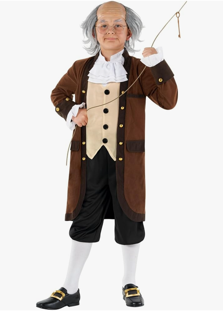 Morph Benjamin Franklin Costume Kids Colonial Founding Father Outfit for Presidents Day Celebrations M