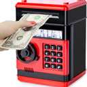 Refasy Piggy Bank Cash Coin Can ATM Bank Electronic Coin Money Bank for Kids Age 3-12, Money Savings Box Mini ATM Coin Bank Toys Gifts for 3 4 5 6 7 8 9 10 11 12 Year Old Boys Girls (Red)