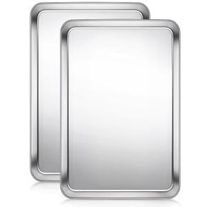 Terlulu Baking Sheet, Cookie Sheet, Stainless Steel Baking Pan, 2 Piece-17.3''x 12.3'' x 1'', Half Sheet Pan for Oven, Baking Tray for Baking&Roasting, Nonstick&Nontoxic&Easy Clean