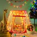 Crayline Pop Up Princess Tent with Star Light, Toys for 1 2 3 Year Old Girl Birthday Gift, Baby Girl Toys, Ball Pit for 12-18 Months Toddler Gift, Easy to Pop Up and Assemble(Pink)