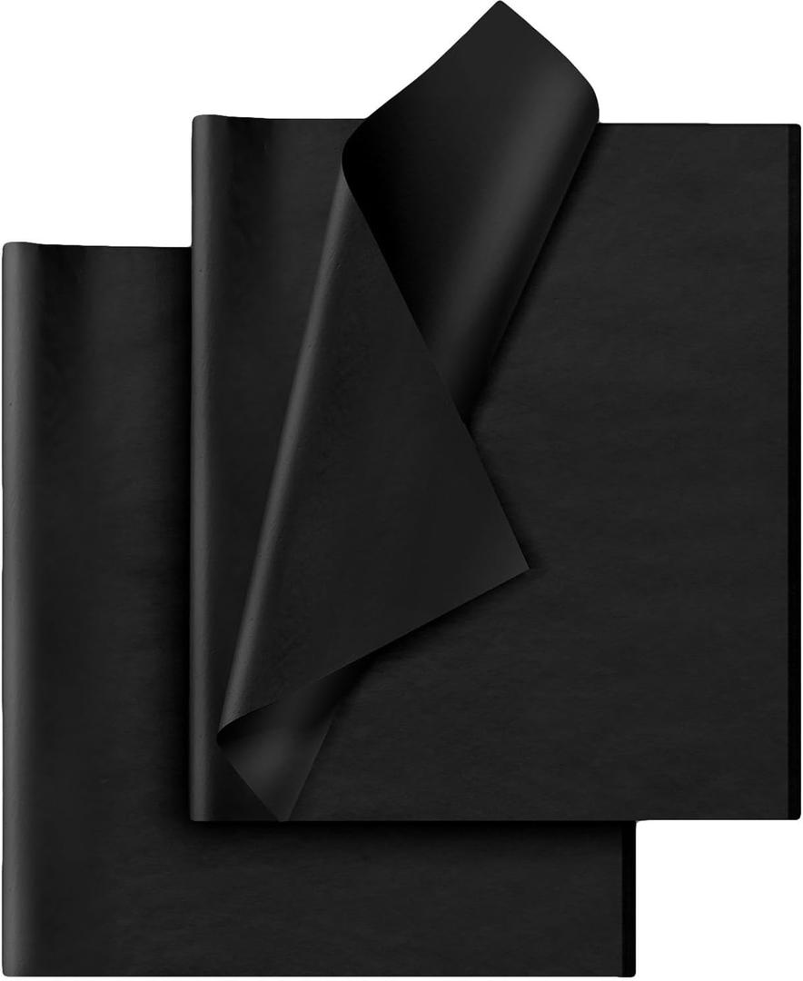 Hlonon Black Tissue Paper - 30 Sheets, 14 x 20 Inch, Gift Wrapping, DIY Crafts, Wedding, Birthday, Christmas