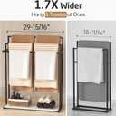 KES Extra Large Free Standing Towel Racks for Bathroom with Anti Wobble Base, 44 Inch Blanket Rack, 3-Tier Blanket Holder for Living Room with Weighted Marble Shelf & 4 Hooks, Matte Black, BTH504-BK
