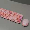 Wireless Keyboard Mouse,104 Full Size Cute Colorful Keyboard and Mouse with Retro Typewriter for PC/Mac/Laptop/Tablet/Computer/Windows/Microsoft, Pink