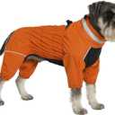 Winter Waterproof Dog Snowsuit  Full Body Outdoor Jacket with Leash Ring, Fleece Lining, Windproof Reflective 4-Leg Dog Coat for Small to Large Dogs Mustard Yellow XL (XL (Back Length 17.5"))