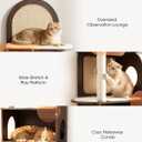 47" Wood Cat Tree, Modern Cat Tower for Large Cats, Wide Stable Base