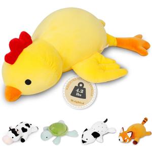 24" 4.2 lbs Weighted Stuffed Animals, Weighted Chicken Plush, Cute Weighted Stuffed Animal Chick Plushie Dolls Throw Pillow Birthday Christmas Gifts for Children Kids Adults