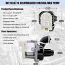 W11032770 Dishwasher Circulation Pump Motor Assembly, W10529163 Dishwasher Pump Motor Replacement Parts WPW10529163 W10885542 W10864037 W10816492