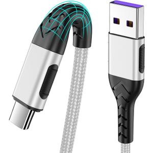 Durcord USB C Cable, 2Pack 6ft Fast USB Type C Charging Cable for Android/Phone/Pad/Laptop, Type C Charger Braided USB Cable Bright Silver