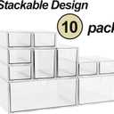 Acrylic Makeup Organizer, 10 Drawers Clear Storage Organizer Desktop Stackable Storage Drawers, Plastic Organizer Bins for Makeup, Stationery, Cosmetics, Vanity, Bathroom,Cabinet,Pantry Office Desk
