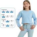 EXARUS Girls Crop Sweatshirts Tie Dye Pullover Checkered Print Crewneck Long Sleeve Casual School for Kids 6-12Y (Blue)