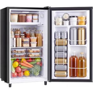 DUMOS 3.2 Cu.Ft Mini Fridge with Freezer, Single Door Refrigerator with Adjustable Thermostat, Compact Small Fridge for Bedroom, Office, Dorm, Black, Single Door, 18"*18"*31.2"