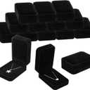 12 Pcs Necklace Pendant Box Velvet Jewelry Storage Display Case Ring Earring Pendant Jewelry Boxes Pearl Necklace Holder Gift Boxes for Christmas Wedding Engagement Birthday Anniversary(Black)