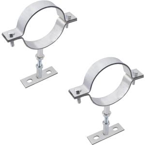 2 Sets 4 Inch Adjustable Pipe Bracket, Heavy Duty Galvanized Steel Split Ring Hanger, Round Supports for Plastic Ventilation Pipe Chimney Drainage Tube