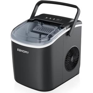 Euhomy Ice Maker Countertop, 12kg/24h, 9 Ice Cubes Ready in 6 Minutes, Self Cleaning, Small Portable Ice Maker with Basket and Scoop, Electric Ice Maker for Home/Kitchen