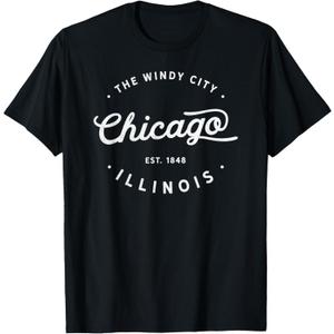 Classic Retro Vintage Chicago Illinois Windy City Novelty T-Shirt