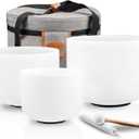 RYAN DVAN Crystal Singing Bowl Set of 3, 6" A Third Eye, 7" G Throat, 8" E Solar Plexus with Case Suede Striker & O-Ring Sound Therapy for Yoga, Reiki, Chakra Healing Energy Tuning & Mindfulness Kit