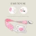 Dodo Babies Pacifier Clip & Case Set - Universal Holder Loop & Pacifier Holder - Secure Binkie Clip for Bibs & Car Seat - Durable Water-Resistant Straps for Baby Essentials - 5-Piece Set, Pink & Gray (Pink,Grey,White)