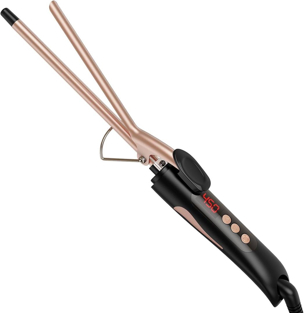 1/2 Inch Small Curling Iron, 13mm Skinny Curling Wand for Short Hair, Pixie Cuts & Bangs, Ceramic Thin Hair Curler for Tight Ringlets & Spiral Curls, Travel Dual Voltage, up to 480F (Rose Gold)