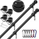 ZMTECH Flag Pole, (2 Packs) 6 FT Stainless Steel Flag Poles for Outside House, Residential or Commerical, 1 Inch Tangle Free Flag Pole Kit for American Flag Porch/Boat(Without Bracket, Flag Black)