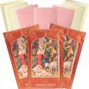 Oplatki Christmas Wafers, 2 White 1 Pink with Decorative Envelope, Polish Wigilia Tradition, Pack of 3, 7 inches x 3.75 inches