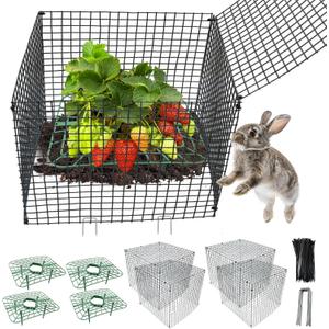 4 Sets Upgraded Strawberry Supports with Wire Plant Protectors from Animal 12x12Inch Sturdy Metal Wire Plant Cages Mesh Plant Cover and Strawberry Growing Racks Planting Stand for Garden Strawberry