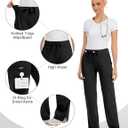 Yoga Scrub Pants Women High-Rise Straight Leg Uniform Cargo Bottom with Yoga Waistband,5 Pockets & 4-Way Stretch (Black, S)