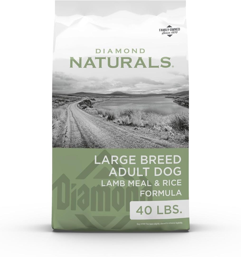 Diamond Naturals Large Breed Adult Dry Dog Food Lamb Meal and Rice Formula with Protein from Real Lamb, Probiotics and Essential Nutrients to Support Balanced and Overall Health in Adult Dogs 40lb (EXP 03/20/27)