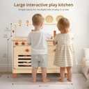 PairPear Play Kitchen for Kids, Large Natural Wood Kids Kitchen Playset