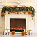 6Pcs Large Velvet Christmas Ball Ornaments 4" Copper Orange Flocked Ornaments Set for Christmas Tree with 10Pcs Velvet Bows Shatterproof Xmas Hanging Decorations for Home Fall Tankgiving Holiday Dcor