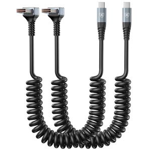 90 Degree USB A to USB C Cable, 2Pack 3ft Coiled USB Type C Cable for Car, USB-C Fast Charging Cable Compatible with iPhone 17/16/15/Samsung Galaxy S20 S10 S9 S8 Plus Note 10 and More USB C Devices (Grey)