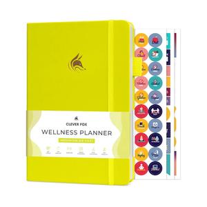 Clever Fox Wellness Planner - Weekly & Daily Health and Wellness Log, Food Journal & Meal Planner Diary for Calorie Counting, Notebook for Medical Condition Tracking, A5-Sized - Neon Yellow