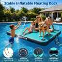 VEBESYET Inflatable Floating Dock with Soft Ladder, 6 inch Thick Non-Slip Inflatable Dock Floating Platform, Durable Drop-Stitch Inflatable Dock for Lake, Ocean, Swimming & Fishing