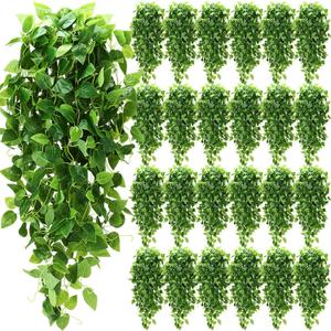 XunYee 48 Pcs Artificial Hanging Plants 3.6FT Fake Hanging Plants for Living Room Fake Ivy Vine Plastic Faux Hanging Plant for Wall House Room Garden Wedding Garland Indoor Outdoor Decor, No Basket