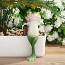 YATOJUZI Frog Decor Miniature Figurines Plant Decorations for Pots Funny Tipsy Frog Garden Decor Gifts for Women Outdoor Statues Planter Hugger for Yard Lawn Ornament(Lean on)