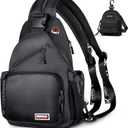 Geestock Convertible Crossbody Bag for Men & Women Small Backpack, Lightweight Men Sling Bag Cross Body Backpack for Hiking, Travel & Everyday Use (Black, Large)