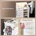 Jomifin Shoe Rack Storage Cabinet with Doors, Key Holder, Portable Shoe Organizer, Expandable Standing Rack, Holds 32-64 Pairs Shoes Boots Slippers for Closet Hallway Entryway Bedroom, 2x8 Tier, White, 33.5 inches x 62.2 inches x 12.6 inches