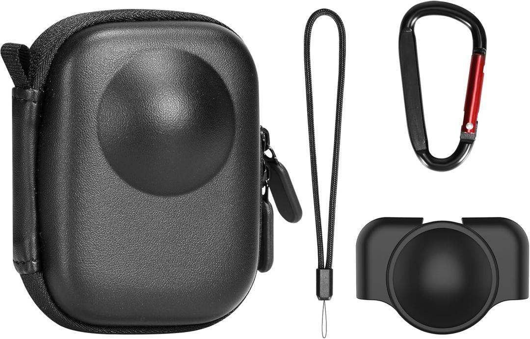 Carrying Case for DJI OSMO 360 Accessories with Lens Cap, Portable Compact Storage Bag with Wrist Strap PU Leather OSMO360 Protective Case
