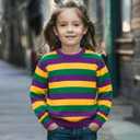 New Orleans Sweatshirts Kids Boys Girls Fat Tuesday Carnival Shirt New Orleans Long Sleeve Pullover Tops 6-12 Years (Purple)