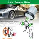 HVLP Paint Sprayer with 10pcs 600ML Mixing Quick Cup,Spray Paint Gun Set Contain 3 Nozzles 1.4/1.7/2mm &Pressure Gauge,Sprayer Gun for Car Painting,Furniture Surface Spraying (Green-Spray Gun Kit)